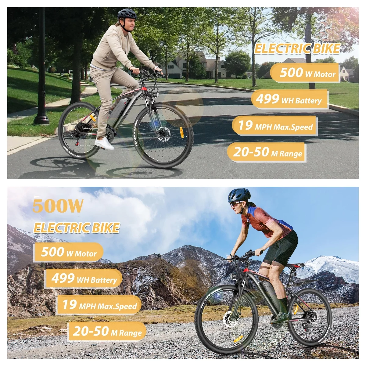 Elifine 500W Electric Bike for Adults, Shimano 21-Speed, 27.5" Mountain Electric Bicycle, 48V 10.4Ah Battery Ebike with 5 Riding Modes, 19.8 mph Aluminum Alloy Electric Commuter Bike up to 50 Miles