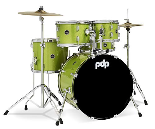 Pacific Drums Center Stage Complete Drumkit, 5 Drum Set, Iridescent Black Sparkle, 7x10, 8x12, 14x16 Floor, 16x22 Kick, 5x14 Snare (PDCE2215KTIB)