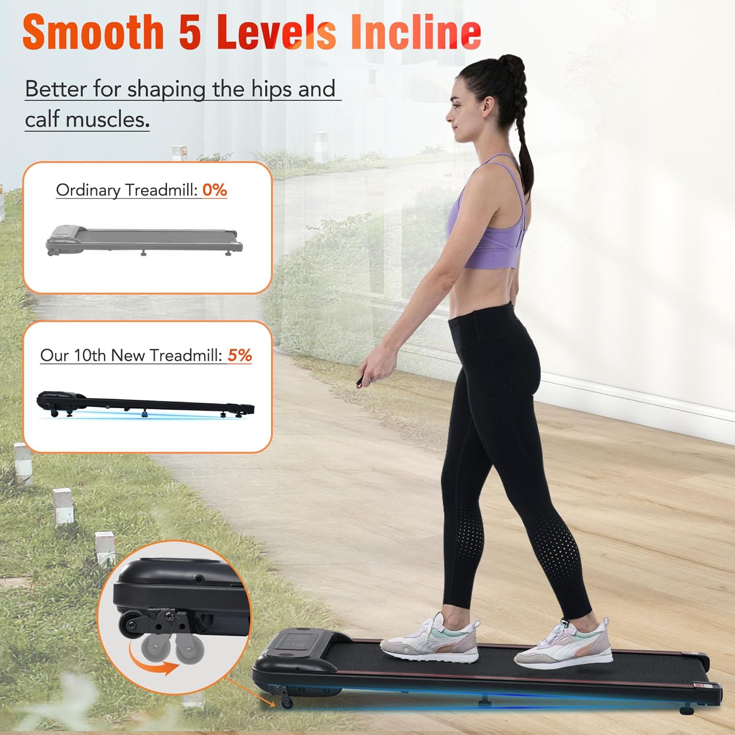 Walking Pad, 2-in-1 2.5HP Treadmill Under Desk Space-Saver for Home & Office, Powerful yet Quiet with Bluetooth Speaker & LED Display, 265lbs Capacity & Remote Control