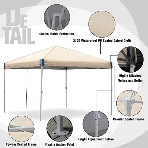 Aoodor 12x12 FT Pop-Up Canopy Tent with Roller Bag and Curtain - Portable Instant Shade, Sturdy Iron Frame, Waterproof 210D Oxford Fabric, UV Protection, Ideal for Camping, Parties, and Outdoor Events