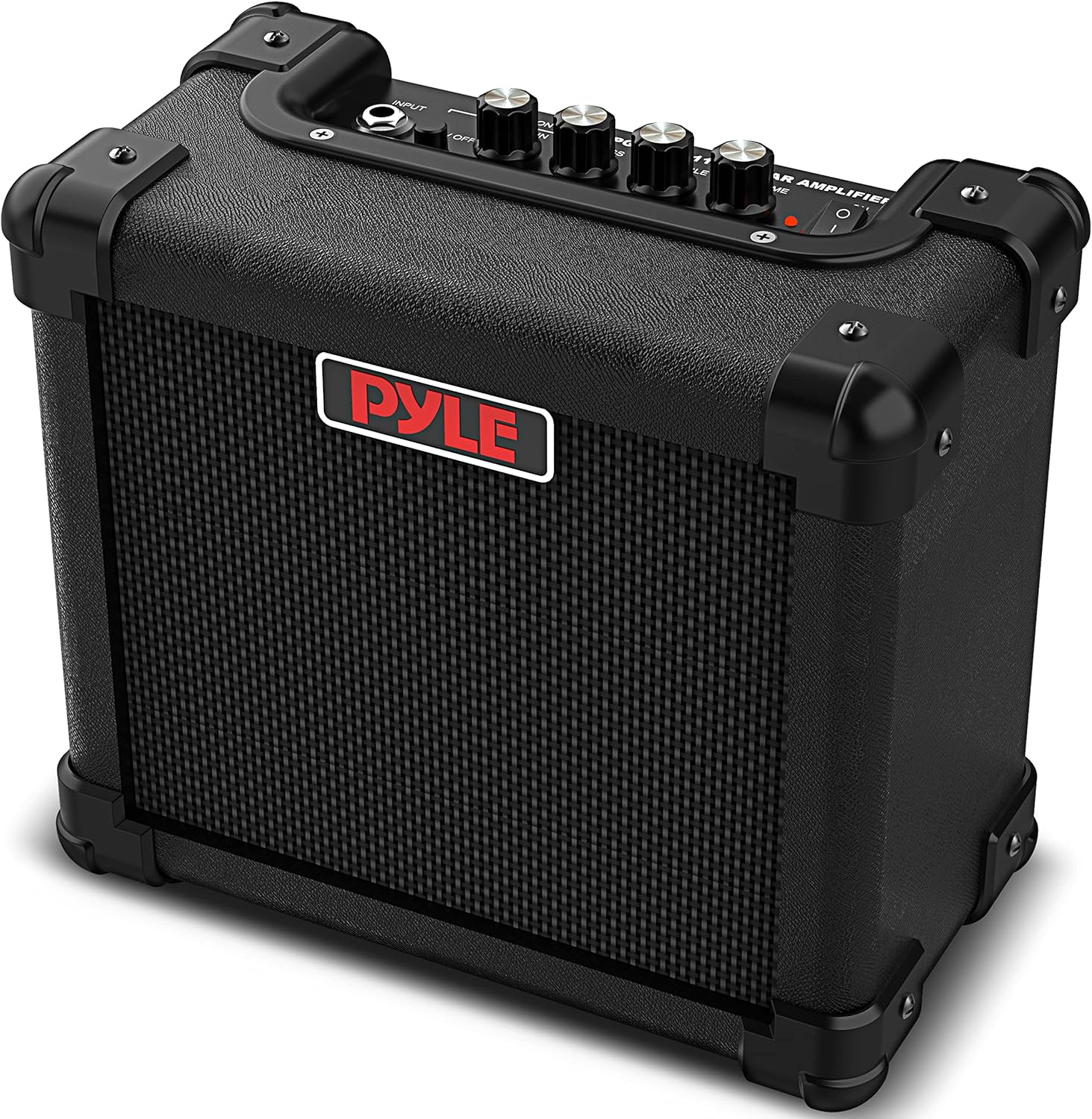Pyle Mini Electric Guitar Amp - Portable 10 Watt Mini Practice Instrument Amplifier with 5-Inch High Definition Speaker, Volume, Bass, Treble, Distortion, Gain Controls, Headphone Output Jack Pack of 2