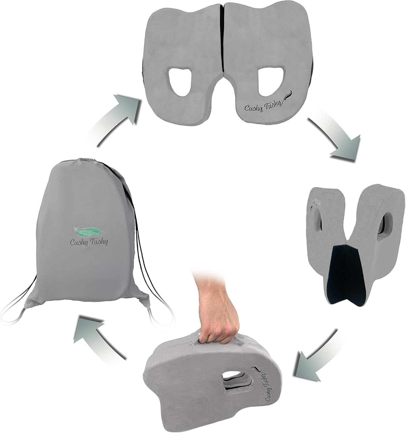 CushyTushy Premium Foldable Piriformis Cushion - Piriformis Relief Cushion for Home Use, Office Chairs, and Car Seats - Piriformis Syndrome Relief