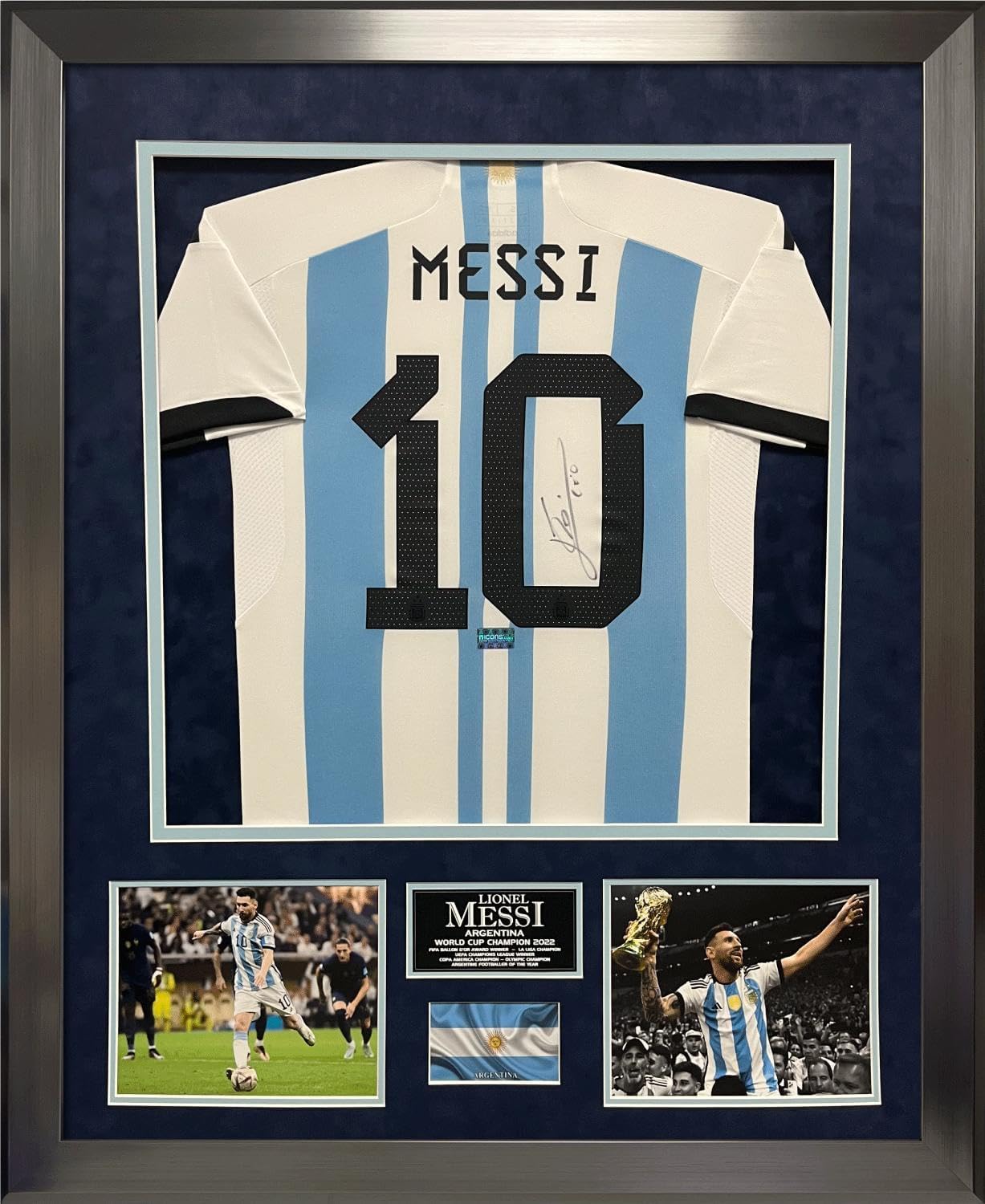 Lionel Messi Autograph Jersey Argentina Framed 37×45 - Autographed Soccer Jerseys