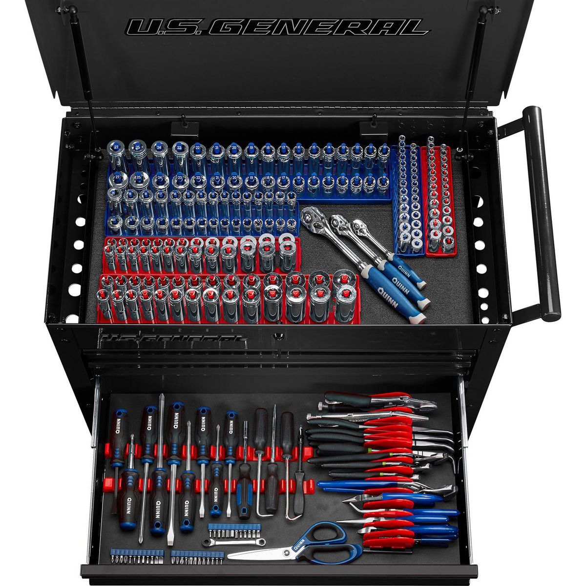 U.S. GENERAL 30 in., 4-Drawer Tech Cart, Red