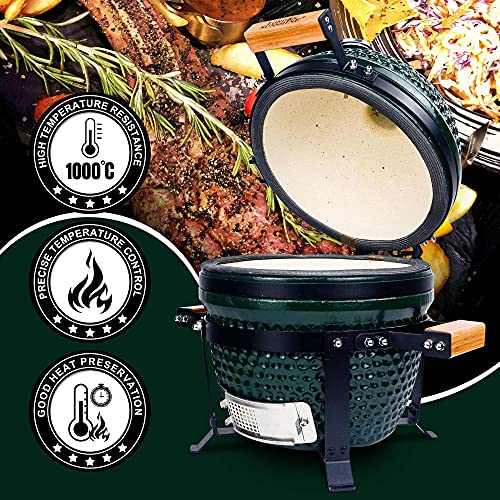 Ceramic BBQ Charcoal Kamado Grill 13 inch Portable Tabletop BBQ Grill Red