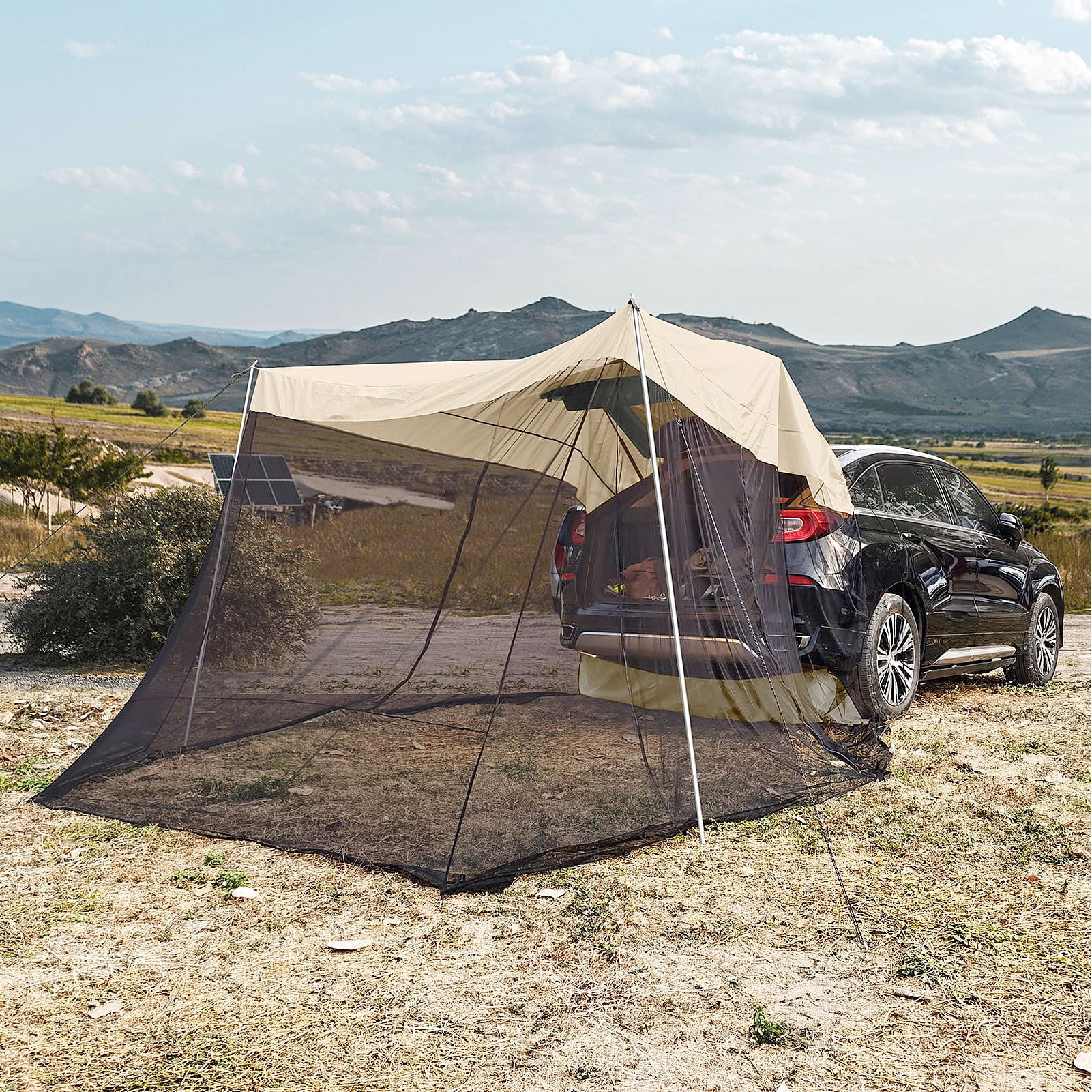Gecheer Car Rear Extension Sunshade Tent Vehicle Trunk Side Awning Car Shelter Canopy Beach Sun Shelter for Outdoor Camping Hiking Fishing
