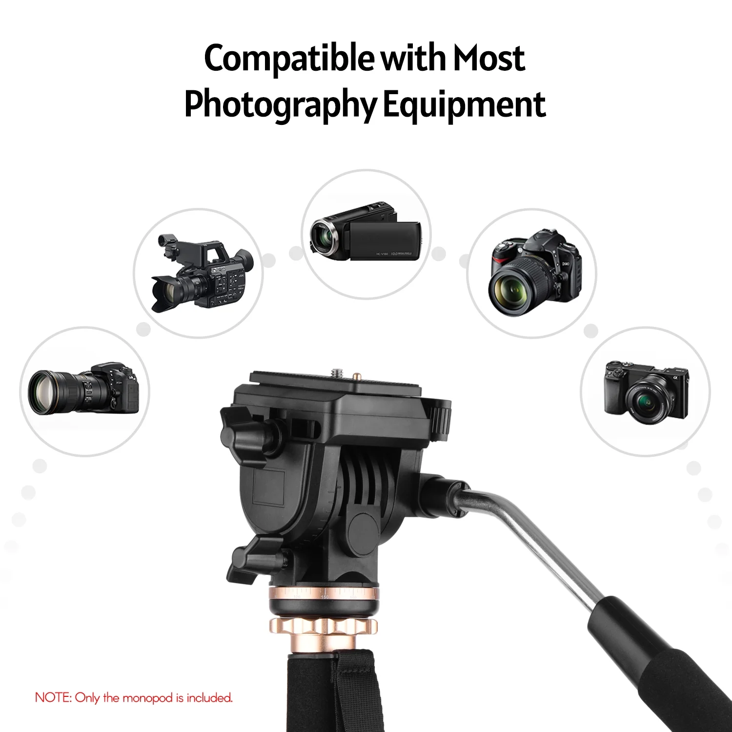 Suzicca 173cm68inch Photography Monopod Stand Aluminum Alloy 6kg Load Capacity with Detachable 3-Leg Tripod Base Pan Tilt Fluid Head Carry Bag Compatible with DSLR Cameras Camcorders