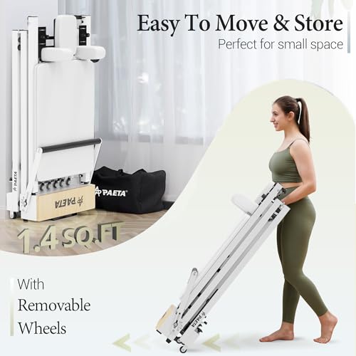 PAETA Pilates Reformer, 91" Foldable Reformer Pilates Machine with Adjustable Reformer Heights, Pilates Equipment with Piano Wire Spings and Jump Boards