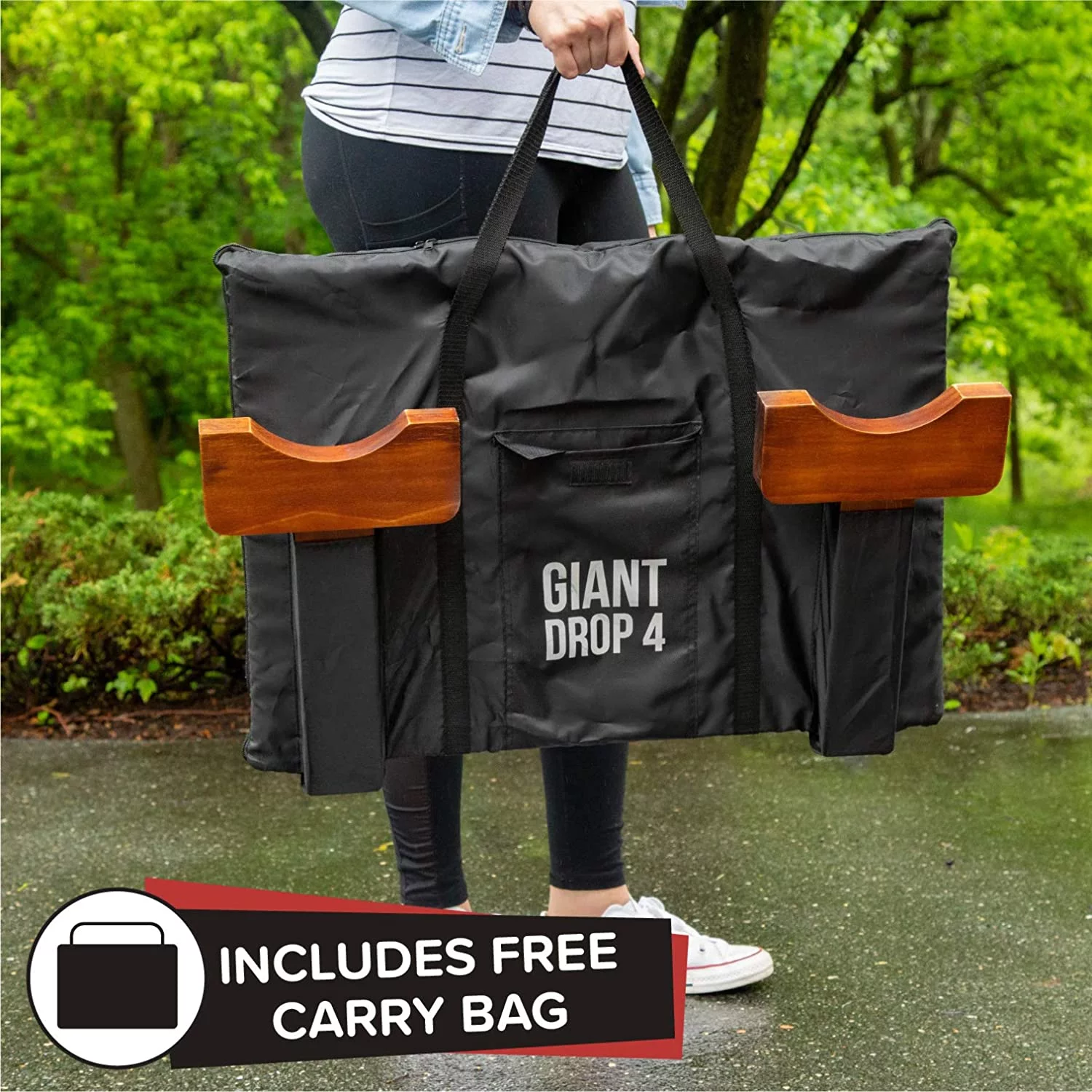 Giant Wooden 4 in a Row Game - Drop Four Connect Board Game Outdoor Game with Coins, Case and Rules