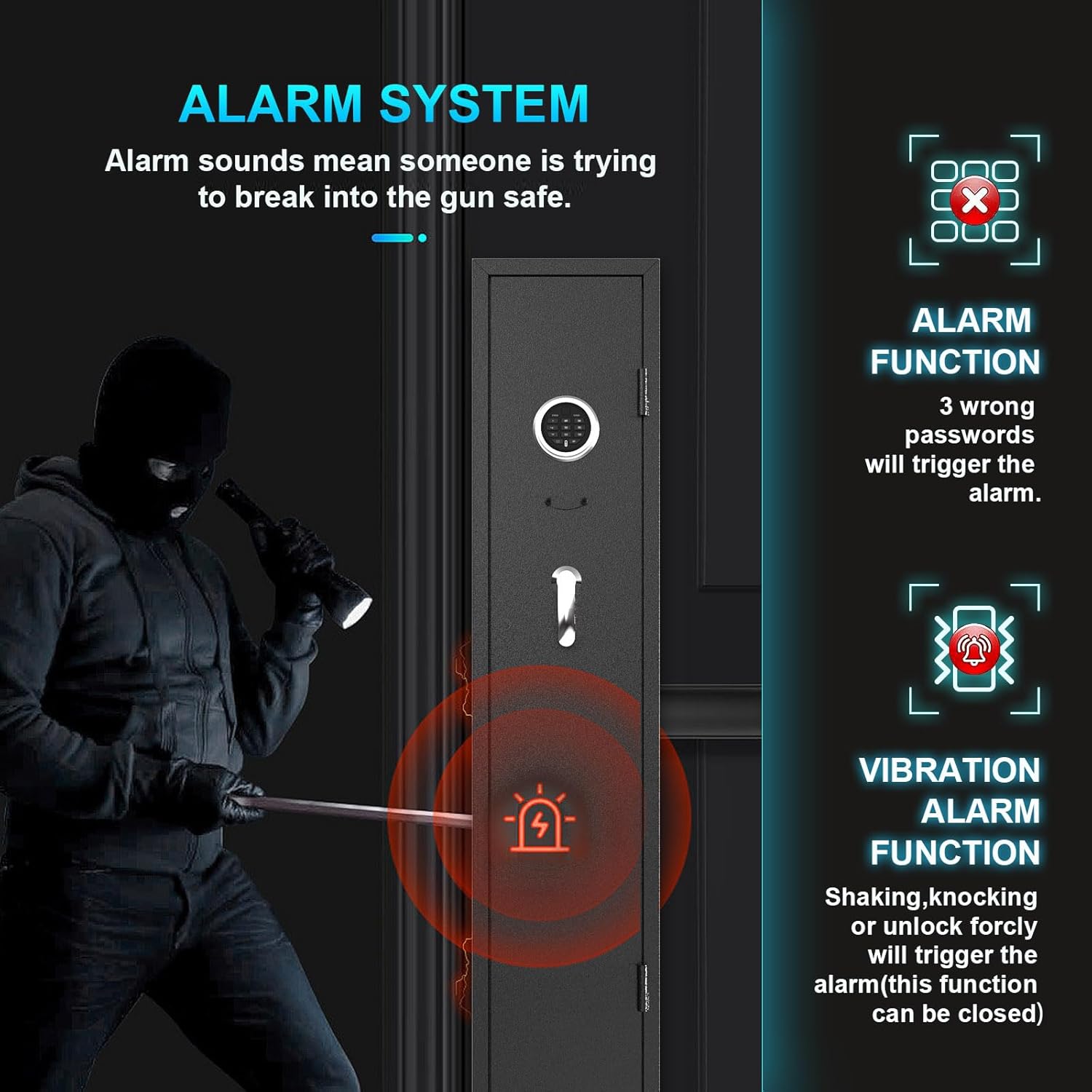4-5 Rifle Gun Safe, Gun Cabinet for Home Rifle and Pistols with Upgraded Digital Keypad and LED Light, Quick Access Gun Safes & Cabinets with Removable Shelf and Rifle Racks