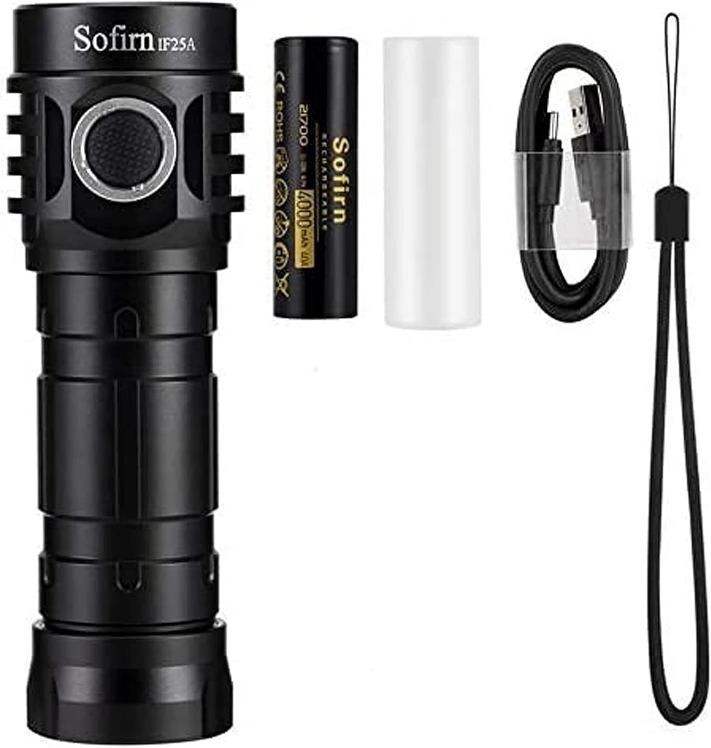 Sofirn IF25A Flashlight High Lumens with 3800 Lumens, Rechargeable Flashlight with 4x SST20 4000K LED 95 High CRI, Anduril UI 2, for Camping, Hiking, Fishing