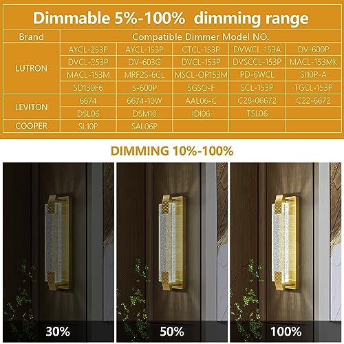 Modern Crystal Wall Sconce Lighting with Bubble Crystal Bathroom Light Fixture 15.15in Gold LED Vanity Lights for Bathroom Hallway Bedroom Living Room Sconces Wall (2 Pack)