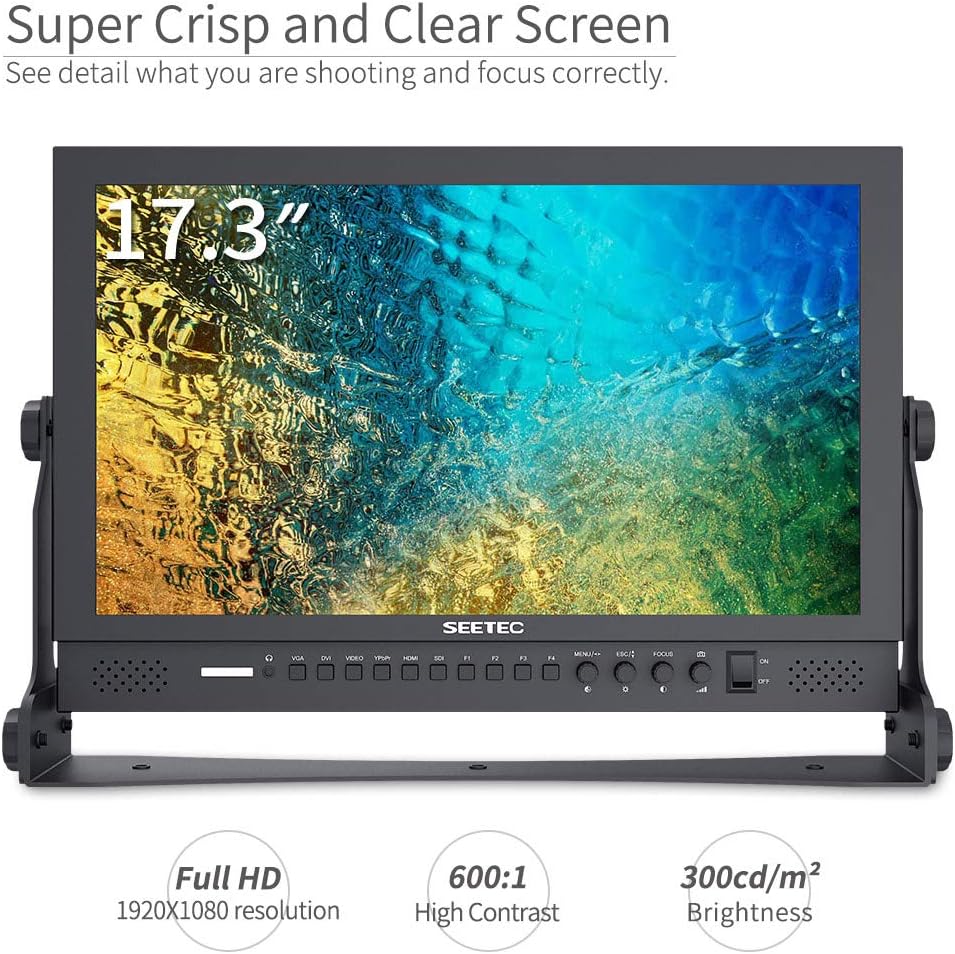 SEETEC P173-9HSD 17.3 Inch 1920x1080 Desktop Monitor for Broadcast LCD Monitoring with 3G-SDI HDMI AV YPbPr