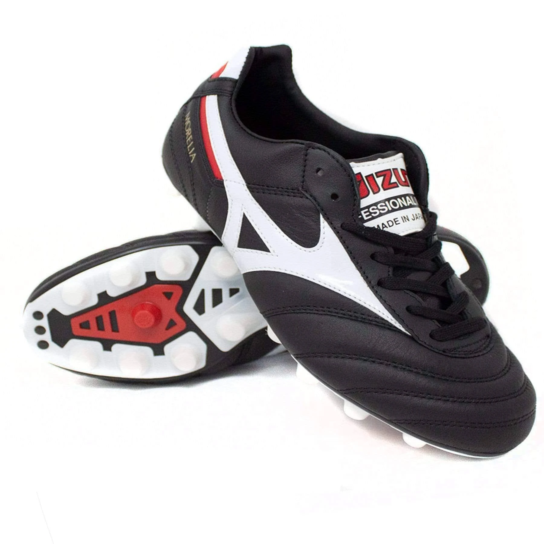 Mizuno Morelia II MIJ Molded Soccer Cleat Black/White/Red - 10.5