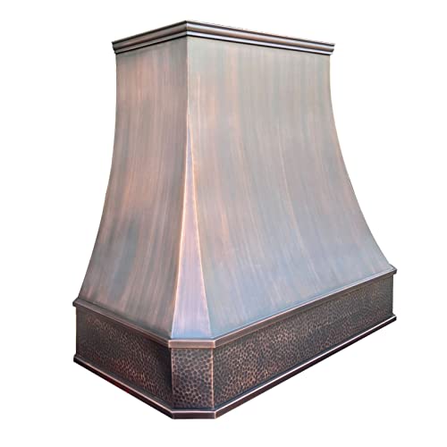 Copper Kitchen Vent Hood, Professional Stainless Steel Hood Vent, Light Hammered-Antique Copper H3C-1