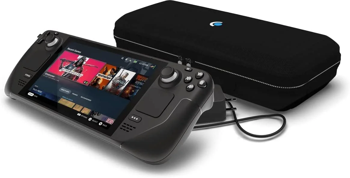 Valve Steam Deck 1TB Upgraded Handheld Gaming Console with Carring case, 1280 x 800 LCD Display  Silicone Soft Cover Protector & Joystic Cap & Tempered Glass Film Bundle