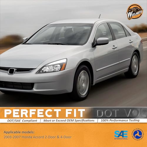 LED Headlight Assembly for 03 04 05 06 07 Honda Accord, for 2003-2007 Accord OE Headlamp with Sequential Turn Signal, Black Housing Clear ReflectorLeft+Right