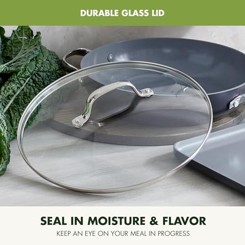 GreenPan Valencia Pro Hard Anodized Healthy Ceramic Nonstick 11" Everyday Frying Pan Skillet with 2 Handles and Lid, PFAS-Free, Induction, Dishwasher Safe, Oven Safe, Gray