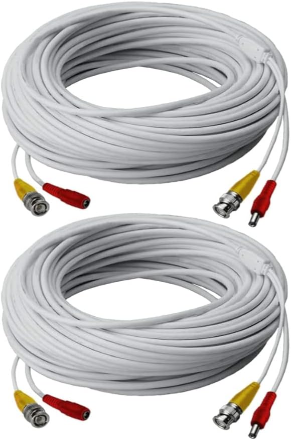 Lorex RG59 250-Feet Power Accessory Cable for Analog Security Camera (White, 2-Pack) (2 Items)