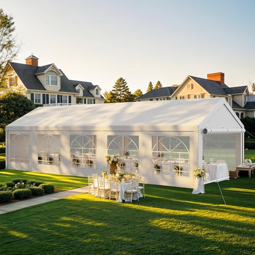 YITAHOME 16x32ft Heavy Duty Party Tent Outdoor Wedding Tent Canopy Event Shelters Upgraded Galvanized Steel Carport with Removable Sidewall Windows for Commercial and Parties, White
