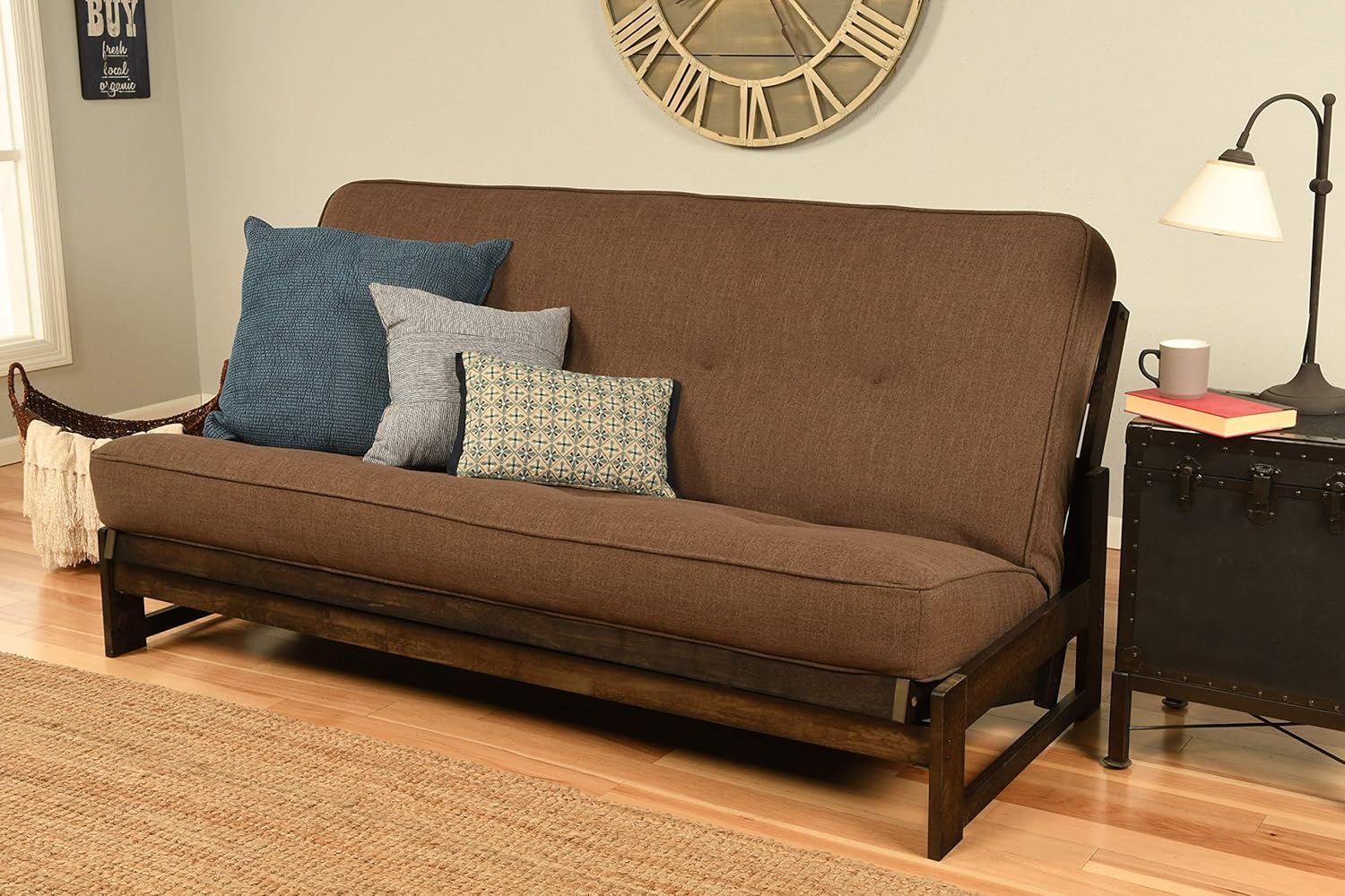 Kodiak Furniture Aspen Futon Set with Reclaim Mocha Finish, Suede Black