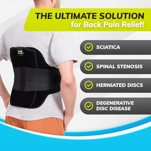 BraceAbility LSO Back Brace for Herniated, Degenerative & Bulging Disc Pain Relief, Sciatica, Spine Stenosis | Medical Lumbar Support Device for Post Surgery & Fractures with Hot/Cold Therapy (M)