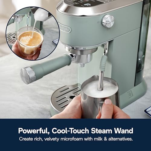 De'Longhi Dedica Duo Compact Espresso Machine - Cold Brew Coffee Maker with Milk Frother Wand- for Espresso, Hot & Iced Coffee, Cappuccinos, Lattes & Home Barista Brewing, Stainless Steel
