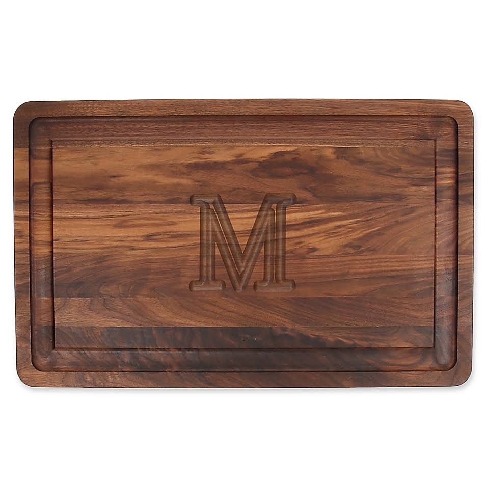 Bigwood Boards W220-M Thick Carving Board, 15-inch by 24-Inch by 1.25-Inch, Monogrammed M, Walnut
