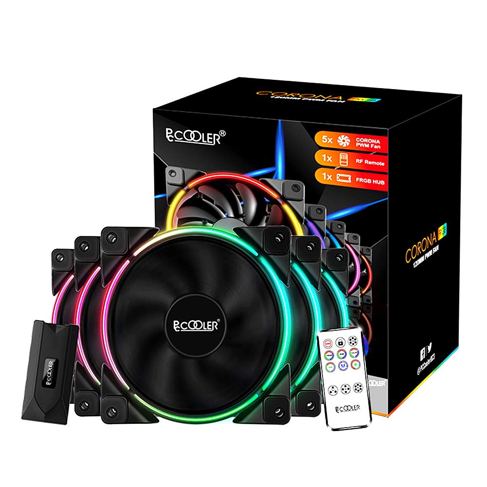 PCCOOLER 120mm Case Fan Dawn Series, 3M120HALO LED RGB Silent Fans - Advanced Lighting Customizations with 7 Colors&10 Lighting Modes - PWM High Performance Cooling Fan for PC Case Computer Fan