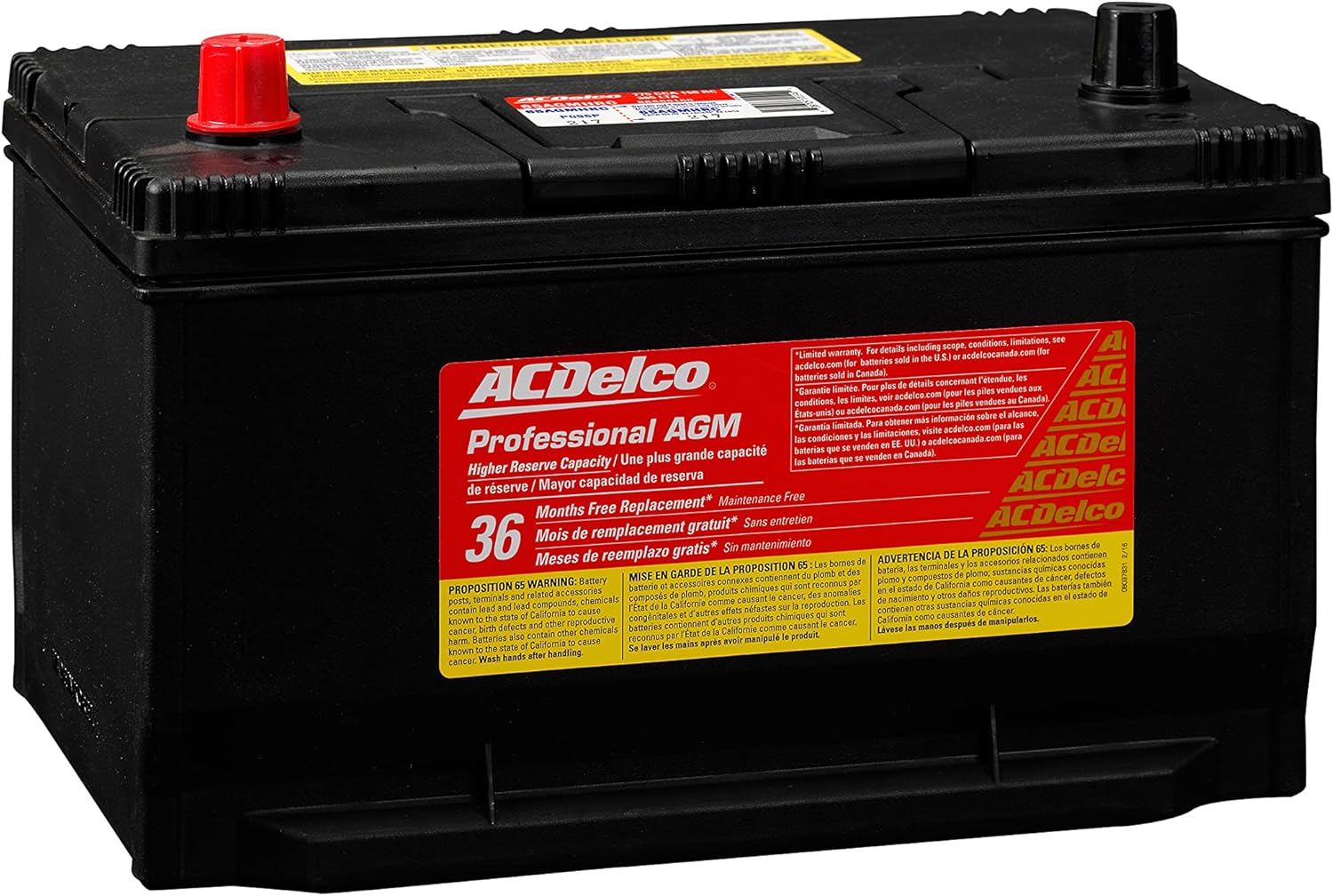 ACDelco Gold 65AGMHRC 36 Month Warranty High Reserve AGM BCI Group 65 Battery