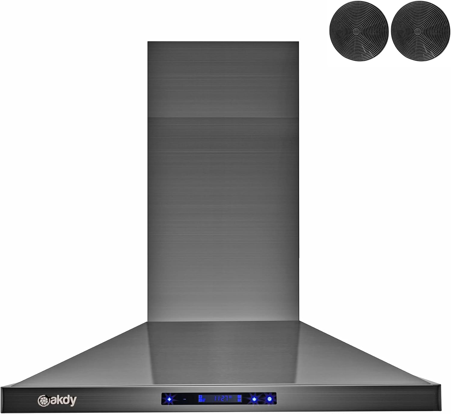 AKDY 30 in. 343 CFM Convertible Wall Mount Black Stainless Steel Kitchen Range Hood with Touch Panel and Carbon Filters