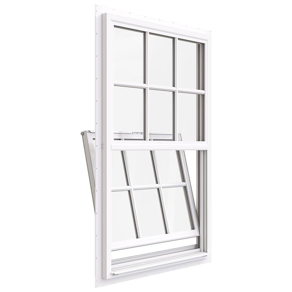 JELD-WEN 30 in. x 48 in. V-4500 Series White Single-Hung Vinyl Window with 6-Lite Colonial Grids/Grilles