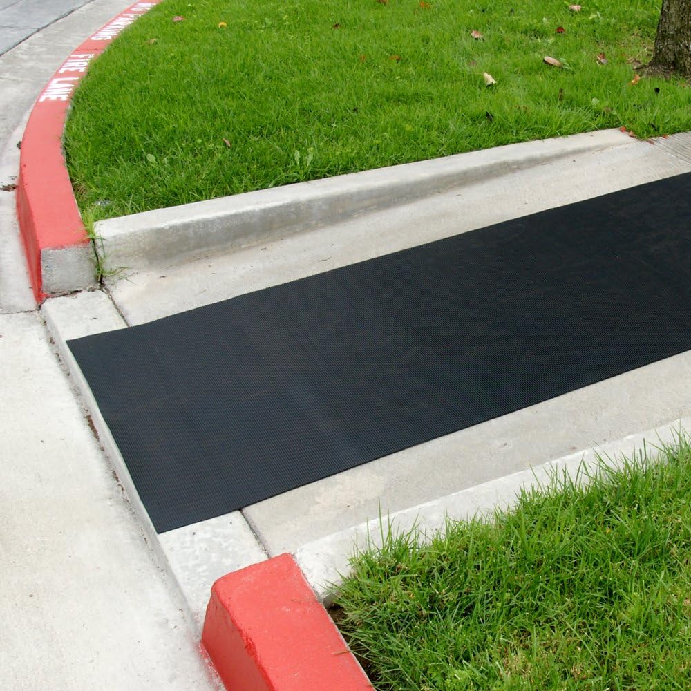 Rubber-Cal Ramp Cleat Non-Slip Outdoor Rubber Mats - 1/8" Thick x 3ft x 2ft Floor Mat