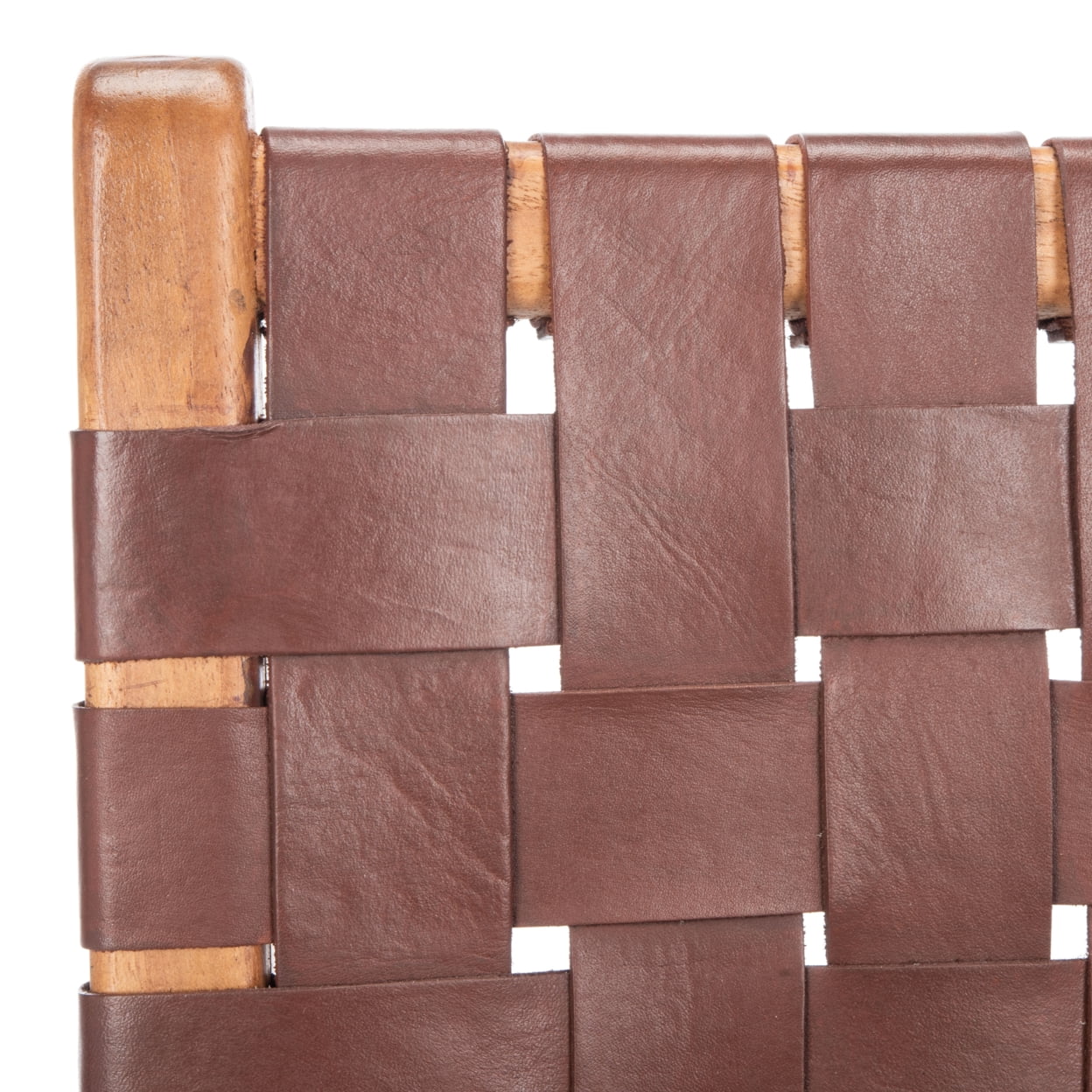 SAFAVIEH Taika Woven Leather Dining Chair, Cognac/Natural, Set of 2