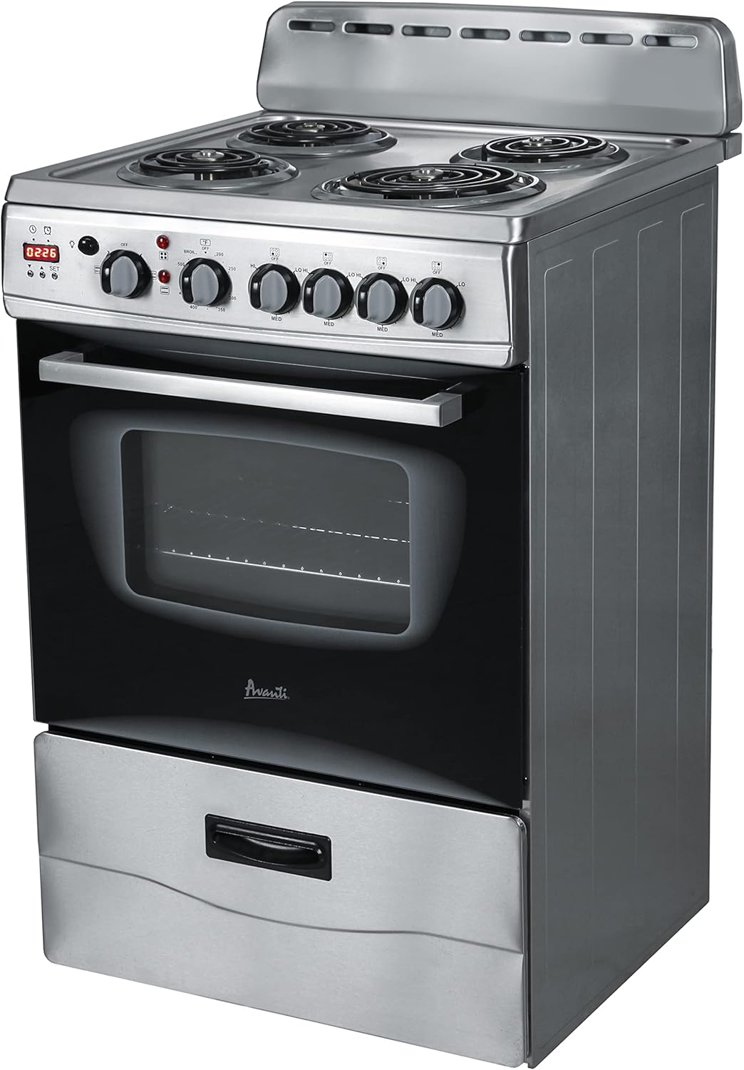 Avanti ERU240P3S ERU240 24" Electric Range Oven with Framed Glass Door, in Stainless Steel