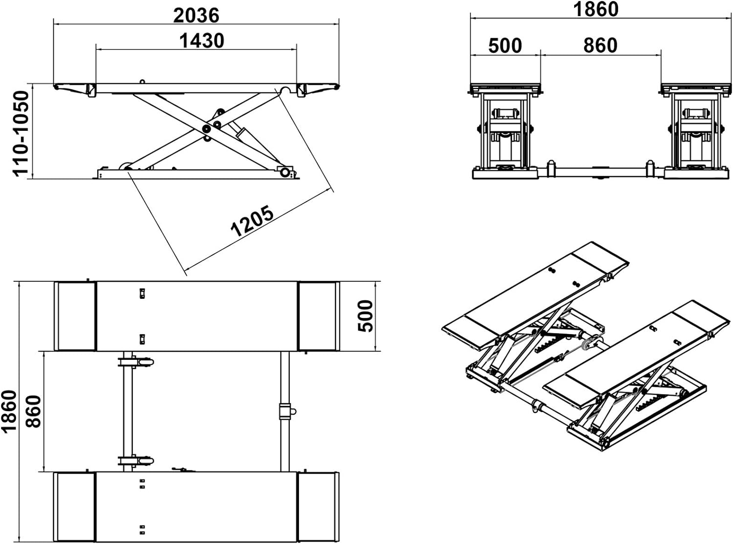 KATOOL Mid Rise Scissor Lift 8000lbs Penumatic Release Auto Lift 220V/1PH Automotive Lift for Home Shop Garage