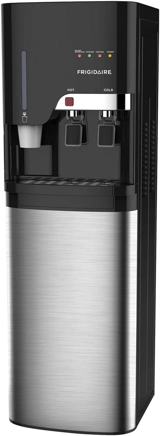 Frigidaire EFWC900 Water Cooler/Dispenser with Cup Storage -2 Temperature Settings - Bottom Loading - Premium Stainless Steel - Child Saftey