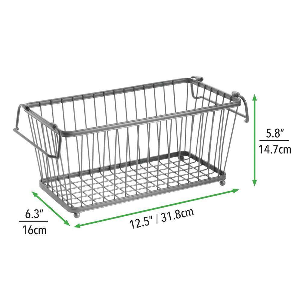 mDesign Stackable Metal Food Storage Basket with Handles