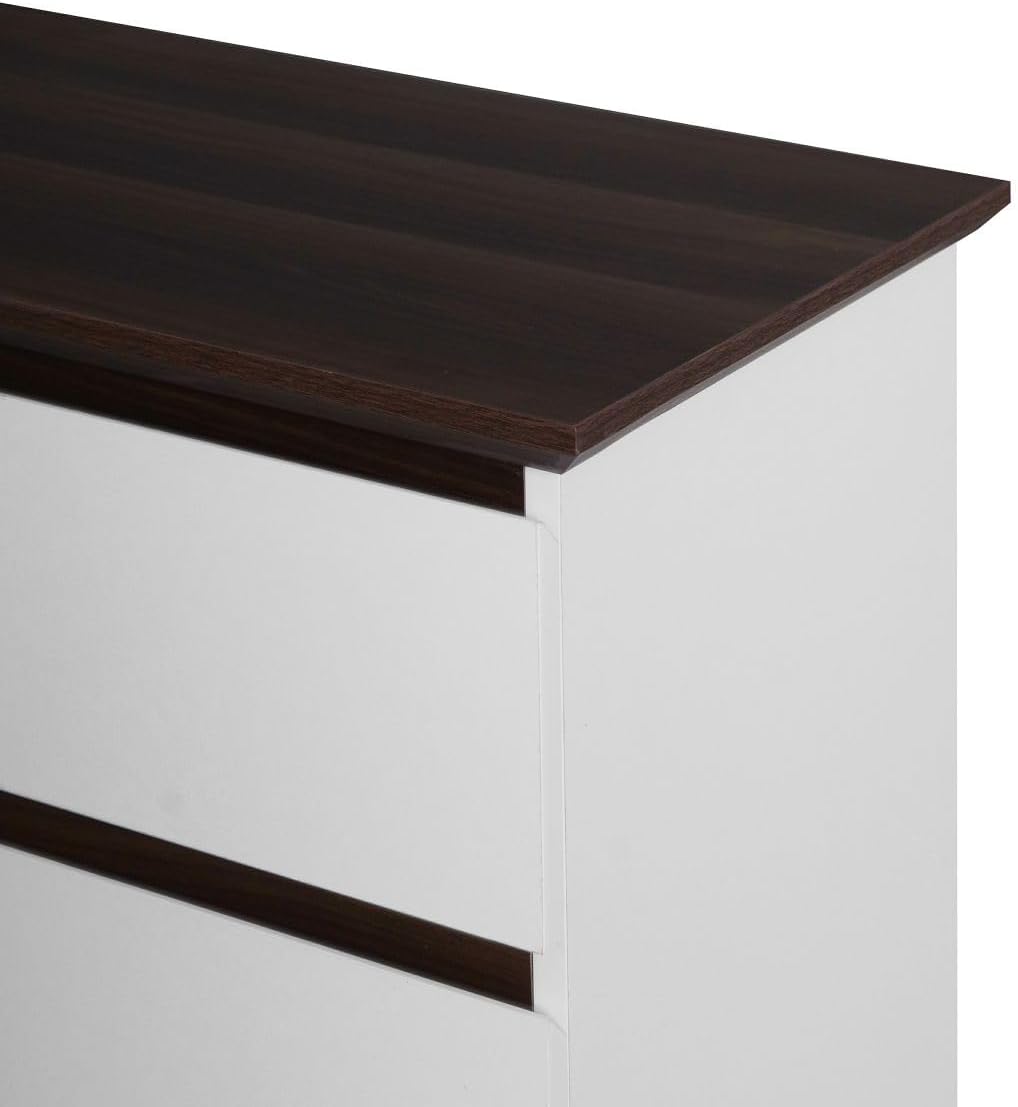 5 Drawer Dresser with Wood Color Top for Bedroom for Kids Bedroom, Living Room,Hallway, White