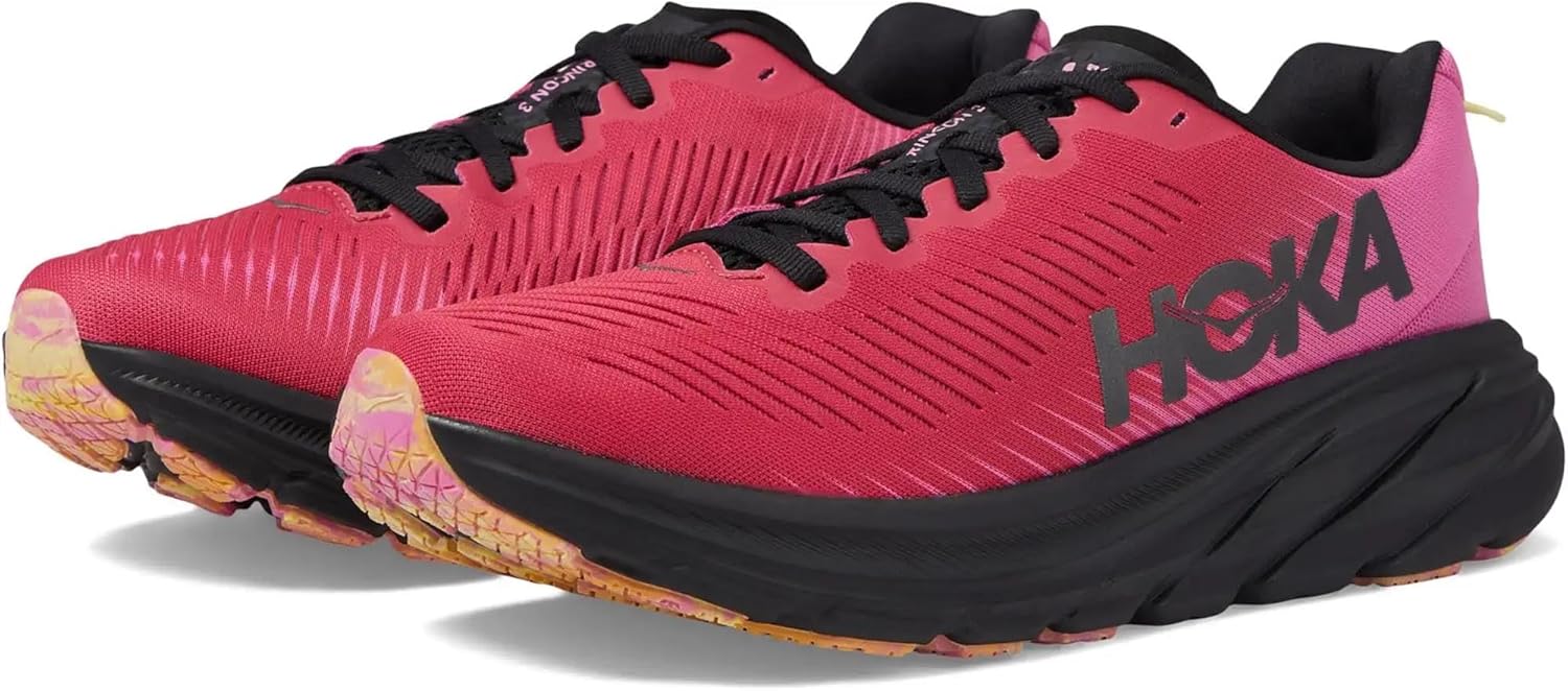 HOKA ONE ONE Womens Rincon 3 Running Shoes (Raspberry/Strawberry, US Footwear Size System, Adult, Women, Numeric, Medium, 9.5)