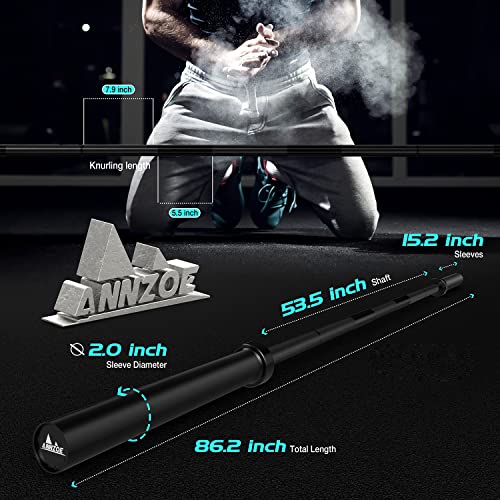 Olympic Barbell Bar 7-Foot Weight Bar, Rated 700 lbs for Weight Capacity, Men’s Solid Iron Weighted Workout Barbell Weight Straight Weightlifting Technique Bar