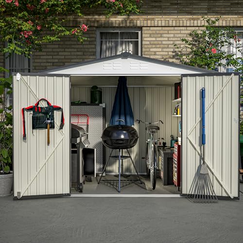 6x4 Ft Outdoor Storage Shed, Heavy-Duty All-Weather Tool Shed with Lockable Doors, Durable Resin Construction for, Patio & Backyard Organization Black