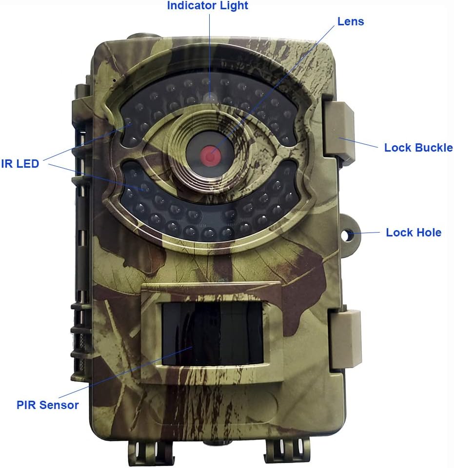 Hunting Trail Camera, Game Camera 82ft Wildlife Camera with 42 IR LEDs No Glow Infrared, 4K Deer Game with Night Vision Motion Activated Waterproof, Trail Cam with 32GB Card and Card Reader