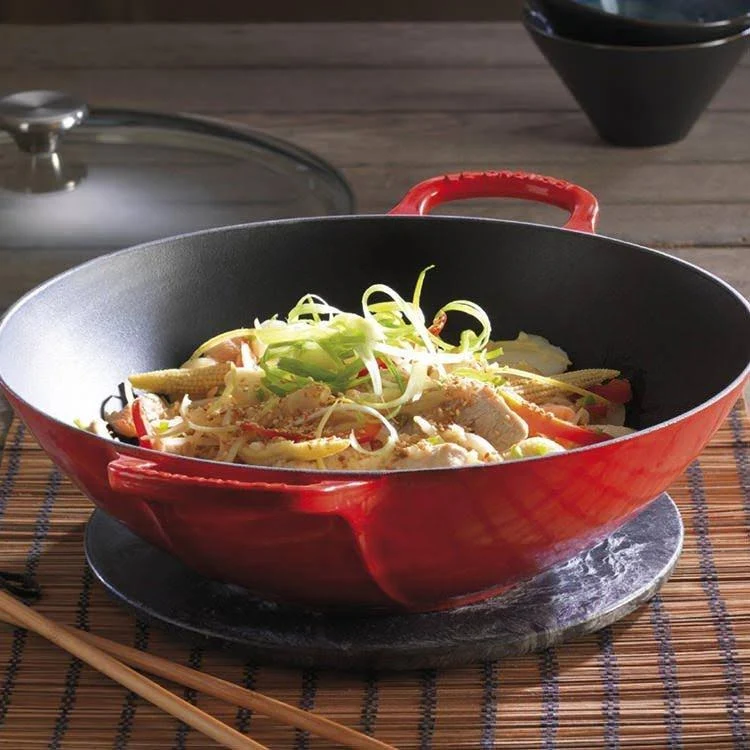 Le Creuset 5-Quart Signature Cast Iron Wok - Cerise