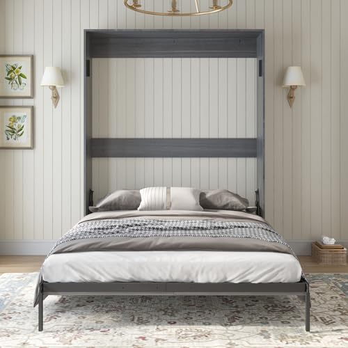 BALUS Murphy Bed Cabinet, Large Murphy Bed, Guest Room Folding Wallbeds Hidden Bed Wall Unit, Can be Folded into a Cabinet,White