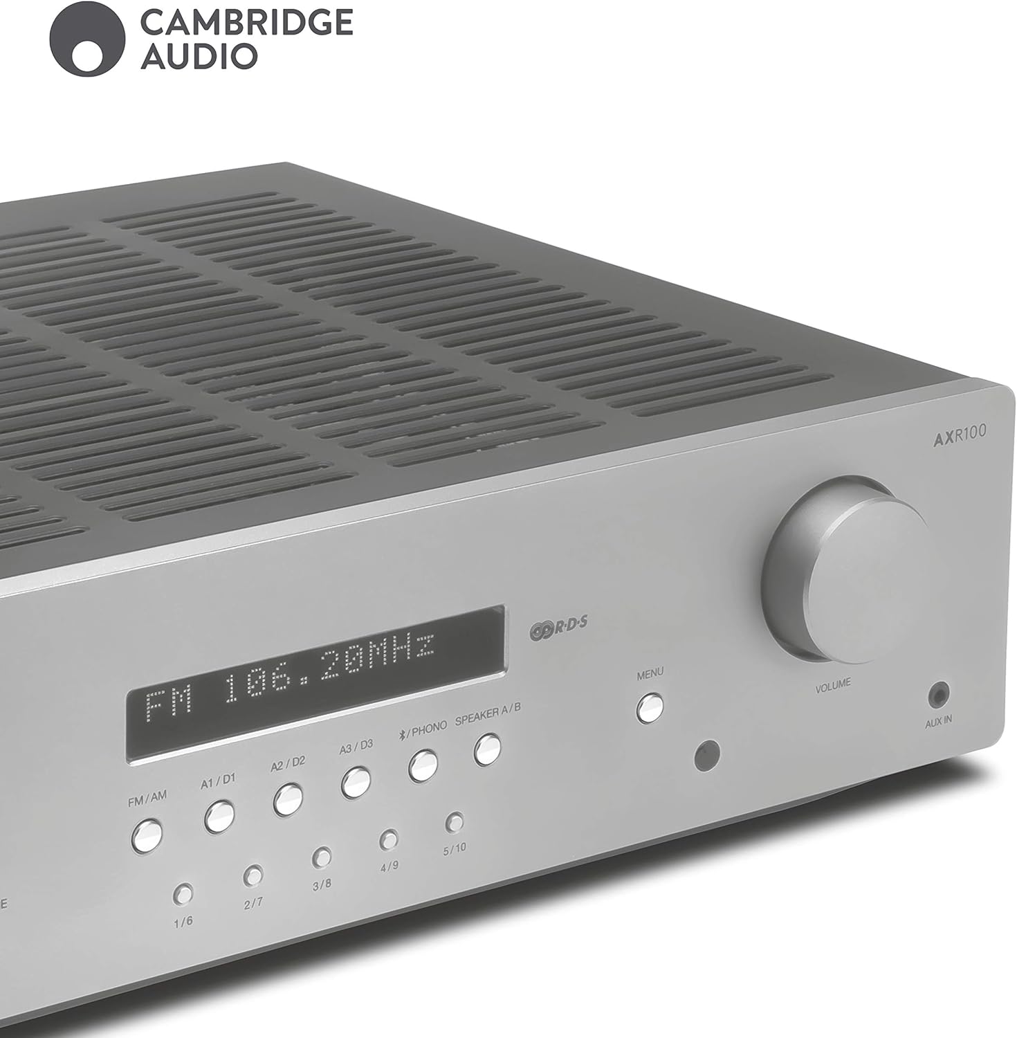Cambridge Audio AXR100 100-Watt Stereo Receiver with Bluetooth | Built-in Phono Stage, 3.5mm Input, AM/FM with RDS
