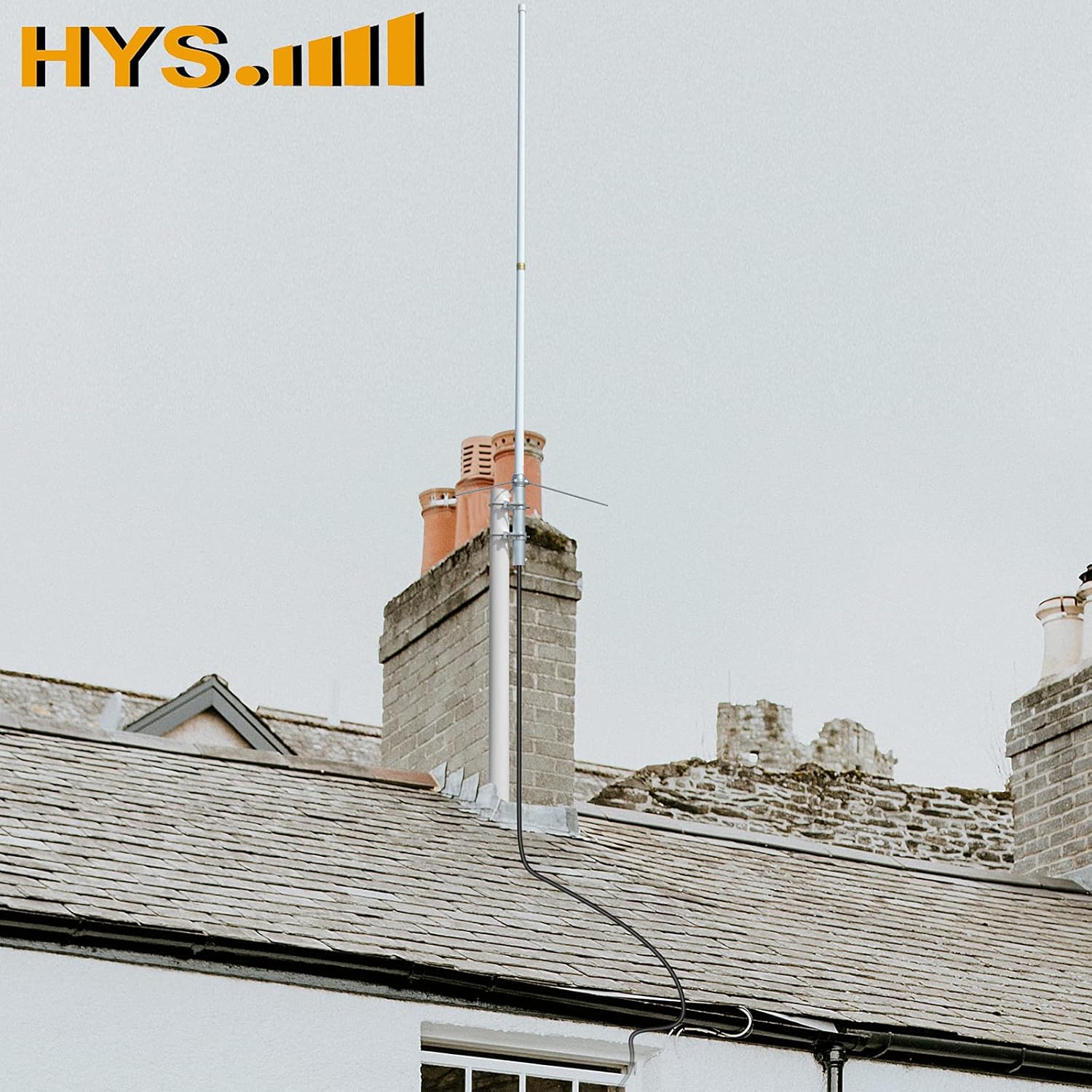 HYS Dual Band 144/430 MHz Heavy-Duty Fiberglass Vertical Base Antenna 5.7ft, SO-239 Connector 4.5/7.2dBi High Gain Pre-Tuned Repeater Antenna