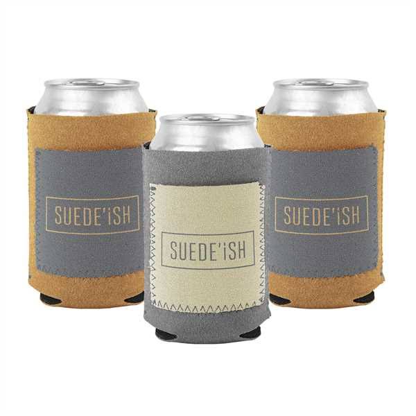 Can Insulator Made of suede-ish/high Quality Neoprene with Pocket and Customizable Colored Stitching KKSUEADDPKTSUE