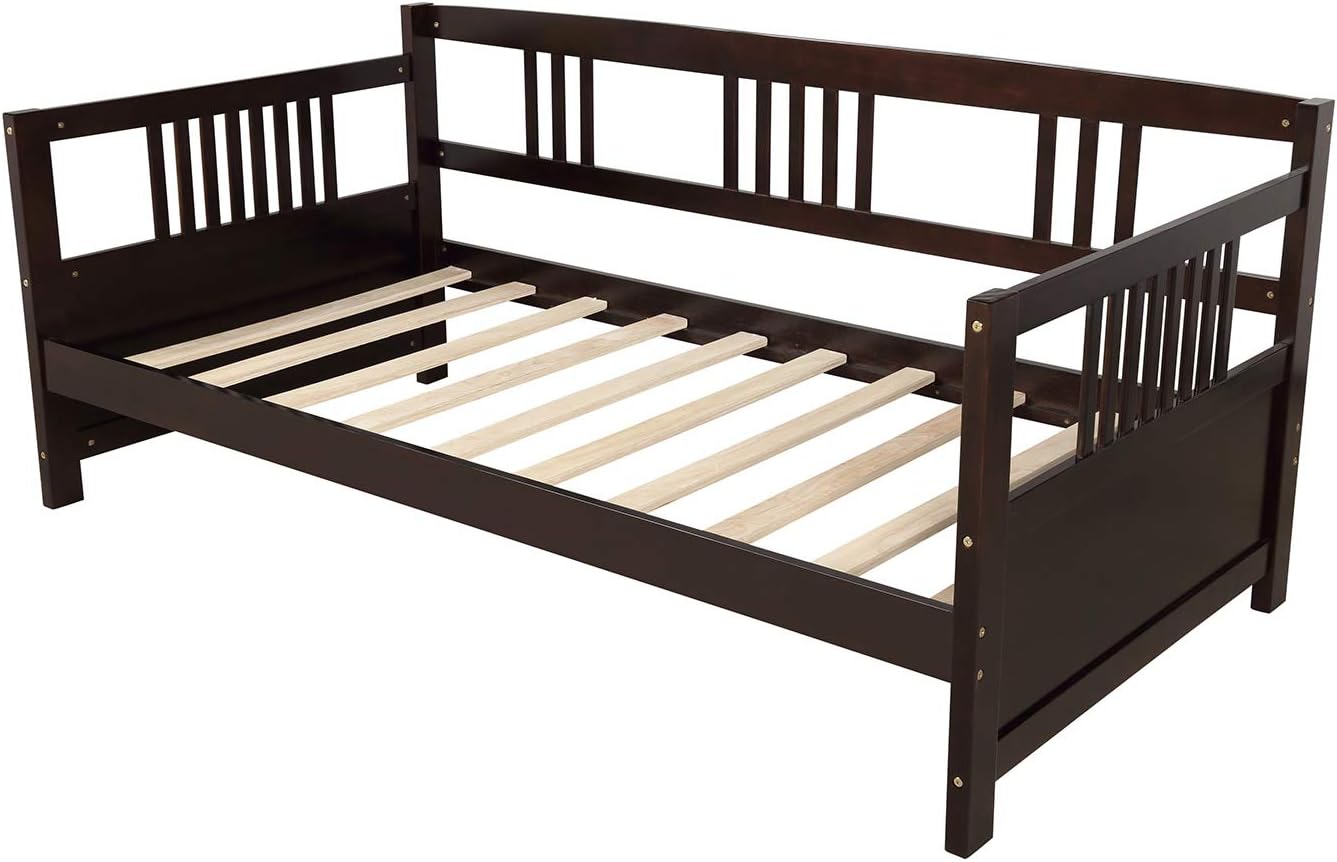 Modern Solid Wood Daybed, Multifunctional, Twin Size, Espresso