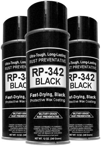 Cosmoline RP-342 Black Rust Preventive Spray (Military-Grade) 3-Cans Pack of 2